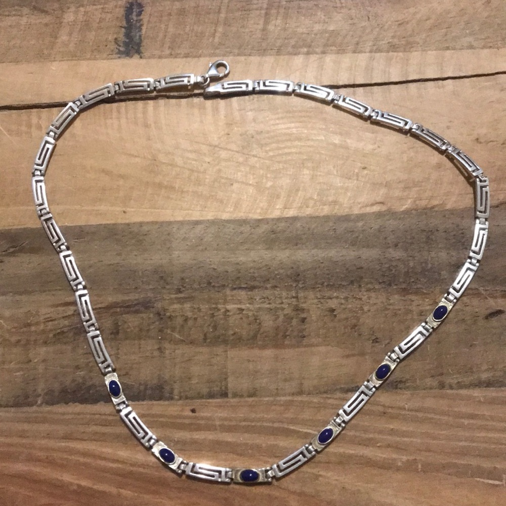 Sterling Silver Necklace With Blue Stones